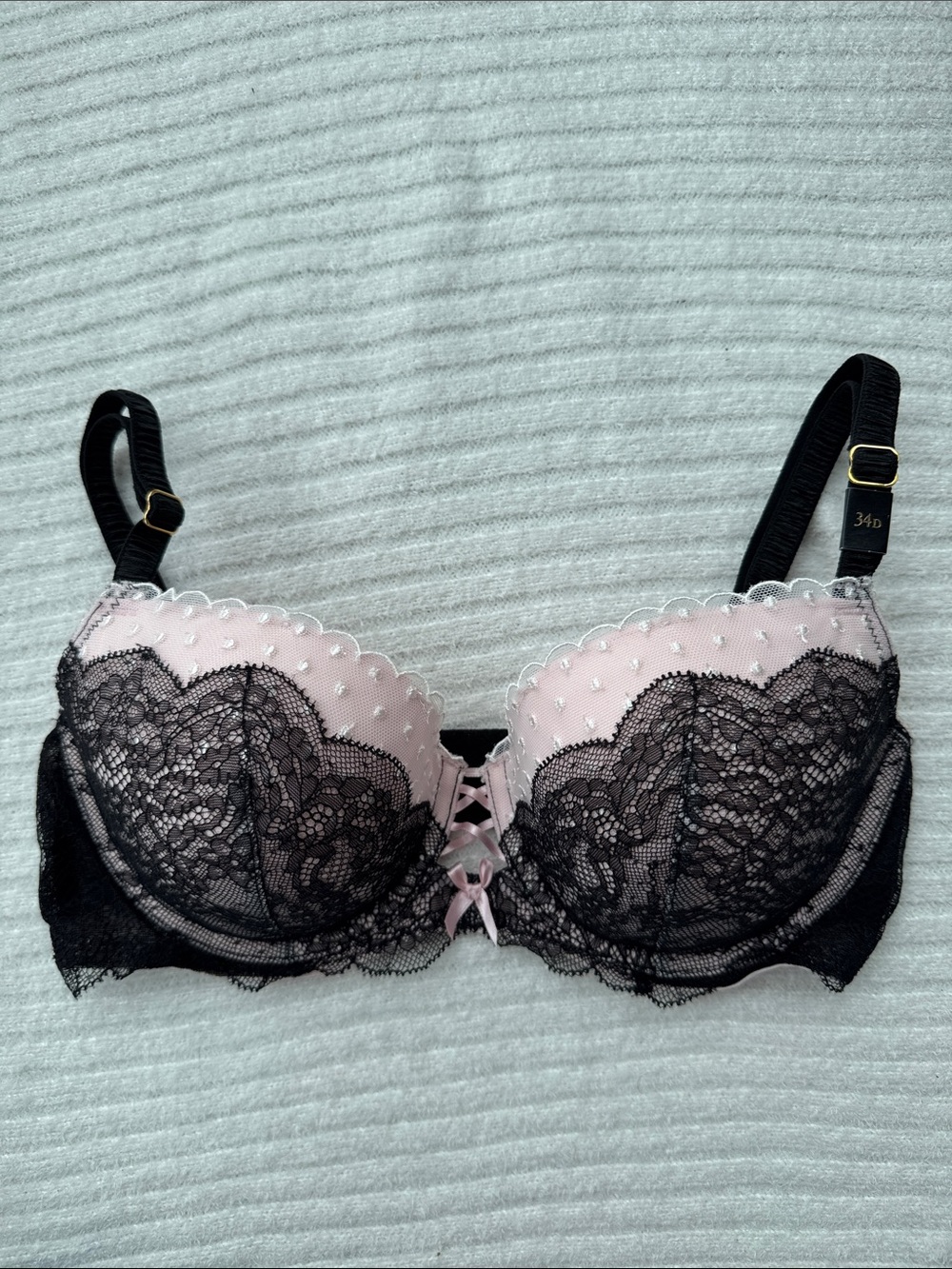 VICTORIA’S SECRET | NWT Dream Angels Demi Bra Black Pink Lace 34D